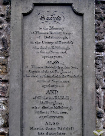 Tomba di Thomas Riddell, Greyfriars Kirkyard