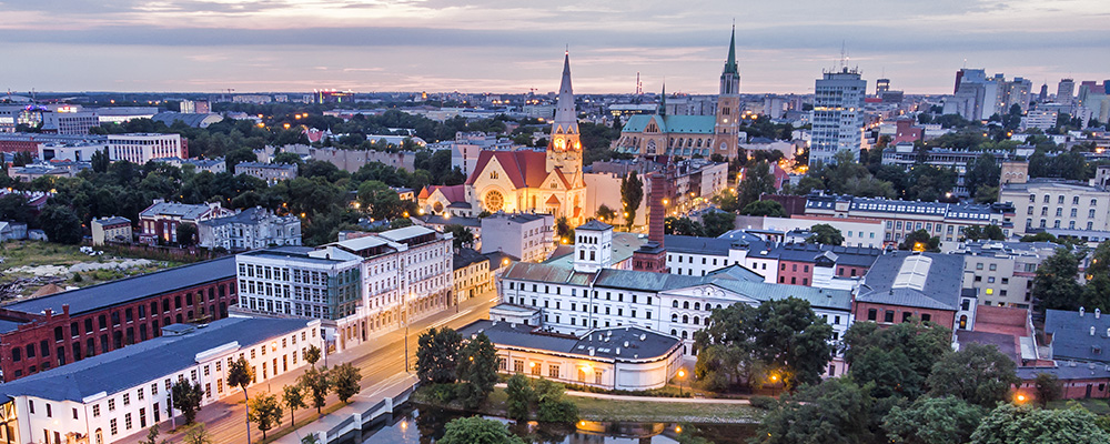 Vista panoramica della città di Lodz, Polonia